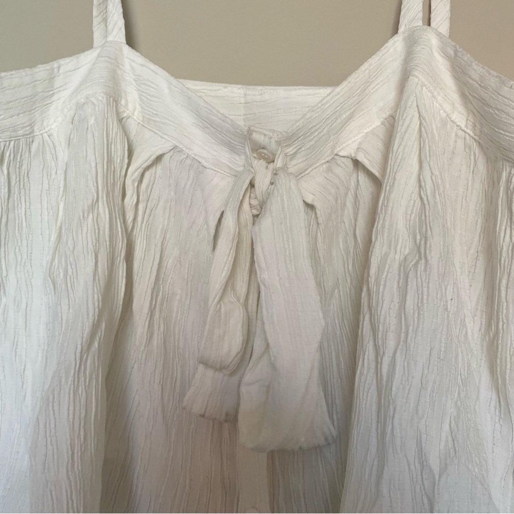 NWT Anthropologie | Sunday in Brooklyn | White Bow-Tie Cropped Tank Top, XL - Picture 5 of 10